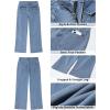 imageGRAPENT Wide Leg Jeans for Women Trendy High Waisted Straight Leg Cropped Stretchy Denim Pants with Retro Patch PocketsReef Blue