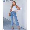 imageGRAPENT Wide Leg Jeans for Women Trendy High Waisted Straight Leg Cropped Stretchy Denim Pants with Retro Patch PocketsReef Blue