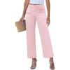 imageGRAPENT Wide Leg Jeans for Women Trendy High Waisted Straight Leg Cropped Stretchy Denim Pants with Retro Patch PocketsCandy Pink