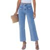 imageGRAPENT Wide Leg Jeans for Women Trendy High Waisted Straight Leg Cropped Stretchy Denim Pants with Retro Patch PocketsReef Blue