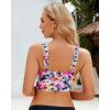 imageGRAPENT Bikini Tops for Women Cropped Tankini Tops Floral Printed Beach Padded Knot Twist Cut Out Bathing Suit Top OnlyBlack Floral