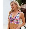 imageGRAPENT Bikini Tops for Women Cropped Tankini Tops Floral Printed Beach Padded Knot Twist Cut Out Bathing Suit Top OnlyBlack Floral
