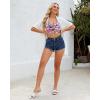 imageGRAPENT Bikini Tops for Women Cropped Tankini Tops Floral Printed Beach Padded Knot Twist Cut Out Bathing Suit Top OnlyBlack Floral