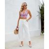 imageGRAPENT Bikini Tops for Women Cropped Tankini Tops Floral Printed Beach Padded Knot Twist Cut Out Bathing Suit Top OnlyPink Floral