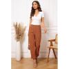 imageGRAPENT Corduroy Pleated Pants for Women Casual Stretchy High Waisted Straight Leg Trousers Loose Fit Slacks with Pockets