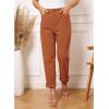 imageGRAPENT Corduroy Pleated Pants for Women Casual Stretchy High Waisted Straight Leg Trousers Loose Fit Slacks with Pockets