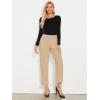 imageGRAPENT Cropped Pants for Women High Waisted Business Causal Pleated Elastic Waist Cuffed Hem Work Trousers Fall Dress Pants