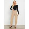 imageGRAPENT Cropped Pants for Women High Waisted Business Causal Pleated Elastic Waist Cuffed Hem Work Trousers Fall Dress Pants