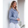 imageGRAPENT Denim Button Down Shirts for Women Long Sleeve Lightweight Western Relaxed Single Pocket Jean Shirt Shacket TopBay Blue