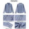 imageGRAPENT Denim Button Down Shirts for Women Long Sleeve Lightweight Western Relaxed Single Pocket Jean Shirt Shacket TopBay Blue