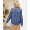 imageGRAPENT Denim Button Down Shirts for Women Long Sleeve Lightweight Western Relaxed Single Pocket Jean Shirt Shacket TopIndigo Classic Blue