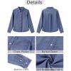 imageGRAPENT Denim Button Down Shirts for Women Long Sleeve Lightweight Western Relaxed Single Pocket Jean Shirt Shacket TopIndigo Classic Blue