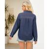 imageGRAPENT Denim Button Down Shirts for Women Long Sleeve Lightweight Western Relaxed Single Pocket Jean Shirt Shacket TopIndigo Dark Blue