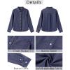 imageGRAPENT Denim Button Down Shirts for Women Long Sleeve Lightweight Western Relaxed Single Pocket Jean Shirt Shacket TopIndigo Dark Blue