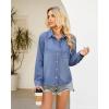 imageGRAPENT Denim Button Down Shirts for Women Long Sleeve Lightweight Western Relaxed Single Pocket Jean Shirt Shacket TopIndigo Medium Blue