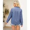 imageGRAPENT Denim Button Down Shirts for Women Long Sleeve Lightweight Western Relaxed Single Pocket Jean Shirt Shacket TopIndigo Medium Blue