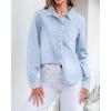 imageGRAPENT Denim Button Down Shirts for Women Long Sleeve Lightweight Western Relaxed Single Pocket Jean Shirt Shacket TopRoadknight Blue