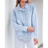imageGRAPENT Denim Button Down Shirts for Women Long Sleeve Lightweight Western Relaxed Single Pocket Jean Shirt Shacket TopRoadknight Blue