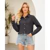 imageGRAPENT Denim Button Down Shirts for Women Long Sleeve Lightweight Western Relaxed Single Pocket Jean Shirt Shacket TopVintage Black