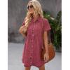 imageGRAPENT Denim Dress for Women Babydoll Tiered Short Sleeve Button Down Jean Shirt DressesBaroque Rose