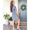 imageGRAPENT Denim Dress for Women Babydoll Tiered Short Sleeve Button Down Jean Shirt DressesBay Blue