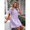 imageGRAPENT Denim Dress for Women Babydoll Tiered Short Sleeve Button Down Jean Shirt DressesDigital Lavender