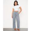 imageGRAPENT Striped Pants for Women High Waisted Wide Leg Cotton Linen Trendy Beach Pull On Elastic Waist Casual Flowy PantsLight Blue Stripestripe