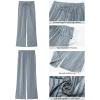 imageGRAPENT Striped Pants for Women High Waisted Wide Leg Cotton Linen Trendy Beach Pull On Elastic Waist Casual Flowy PantsLight Blue Stripestripe