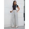 imageGRAPENT Striped Wide Leg Pants Woman High Waisted Pull On Elastic Waist Casual Lounge Comfy Loose Fit Pants with PocketsBlack Stripe