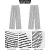imageGRAPENT Striped Wide Leg Pants Woman High Waisted Pull On Elastic Waist Casual Lounge Comfy Loose Fit Pants with PocketsBlack Stripe