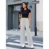 imageGRAPENT Striped Wide Leg Pants Woman High Waisted Pull On Elastic Waist Casual Lounge Comfy Loose Fit Pants with PocketsBlack Stripe