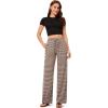 imageGRAPENT Striped Wide Leg Pants Woman High Waisted Pull On Elastic Waist Casual Lounge Comfy Loose Fit Pants with PocketsBrown  Rose Stripe