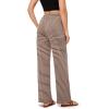 imageGRAPENT Striped Wide Leg Pants Woman High Waisted Pull On Elastic Waist Casual Lounge Comfy Loose Fit Pants with PocketsBrown  Rose Stripe
