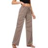 imageGRAPENT Striped Wide Leg Pants Woman High Waisted Pull On Elastic Waist Casual Lounge Comfy Loose Fit Pants with PocketsBrown  Rose Stripe