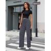 imageGRAPENT Striped Wide Leg Pants Woman High Waisted Pull On Elastic Waist Casual Lounge Comfy Loose Fit Pants with PocketsNavy Stripe