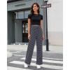 imageGRAPENT Striped Wide Leg Pants Woman High Waisted Pull On Elastic Waist Casual Lounge Comfy Loose Fit Pants with PocketsNavy Stripe