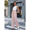 imageGRAPENT Striped Wide Leg Pants Woman High Waisted Pull On Elastic Waist Casual Lounge Comfy Loose Fit Pants with PocketsRose Stripe