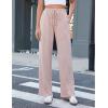 imageGRAPENT Striped Wide Leg Pants Woman High Waisted Pull On Elastic Waist Casual Lounge Comfy Loose Fit Pants with PocketsRose Stripe