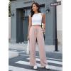imageGRAPENT Striped Wide Leg Pants Woman High Waisted Pull On Elastic Waist Casual Lounge Comfy Loose Fit Pants with PocketsRose Stripe