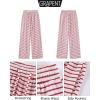 imageGRAPENT Striped Wide Leg Pants Woman High Waisted Pull On Elastic Waist Casual Lounge Comfy Loose Fit Pants with PocketsWhite  Red Stripe