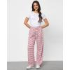 imageGRAPENT Striped Wide Leg Pants Woman High Waisted Pull On Elastic Waist Casual Lounge Comfy Loose Fit Pants with PocketsWhite  Red Stripe