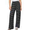 imageGRAPENT Striped Wide Leg Pants Woman High Waisted Pull On Elastic Waist Casual Lounge Comfy Loose Fit Pants with PocketsWhite Stripe