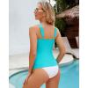 imageGRAPENT Tankini Tops for Women Modest Swimsuits Ruched Beach Padded Adjustable Strap Swimwear Bathing Suit Swim Top OnlyAqua Blue