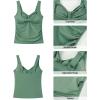 imageGRAPENT Tankini Tops for Women Modest Swimsuits Ruched Beach Padded Adjustable Strap Swimwear Bathing Suit Swim Top OnlyArmy Green
