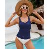 imageGRAPENT Tankini Tops for Women Modest Swimsuits Ruched Beach Padded Adjustable Strap Swimwear Bathing Suit Swim Top OnlyNavy Blue