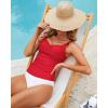 imageGRAPENT Tankini Tops for Women Modest Swimsuits Ruched Beach Padded Adjustable Strap Swimwear Bathing Suit Swim Top OnlyRed