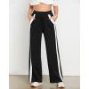 imageGRAPENT Wide Leg Sweatpants Women Baggy High Waisted Pull On Athleisure Loose Lounge Color Block Sweat Pants with Pocket