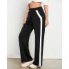 imageGRAPENT Wide Leg Sweatpants Women Baggy High Waisted Pull On Athleisure Loose Lounge Color Block Sweat Pants with Pocket
