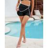 imageGRAPENT Womens Swim Skirt High Waisted Asymmetric Wrap Bikini Tankini Bathing Suits Bottoms Side Split Swimsuit SkirtsBlack With White Trim