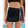 imageGRAPENT Womens Swim Skirt High Waisted Asymmetric Wrap Bikini Tankini Bathing Suits Bottoms Side Split Swimsuit SkirtsBlack With White Trim